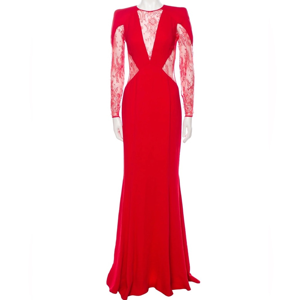 Zuhair Murad Ready to Wear Pristine Condition Red Gown with Hand Beaded Lace
